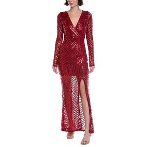 Marion Womens Rhinestones Mesh Maxi Dress, Red